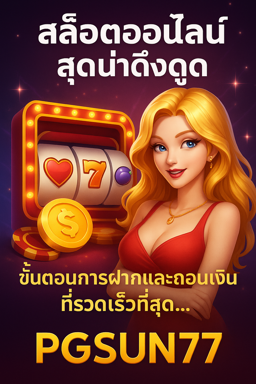 สล็อตออนไลน์ PGSUN777 ฝากถอนรวดเร็ว เล่นง่าย ได้เงินจริงทุกเกม